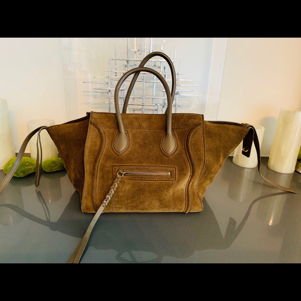 CÉLINE, A Dark Green Medium Phantom Tote bag. - Picture 3 of 8